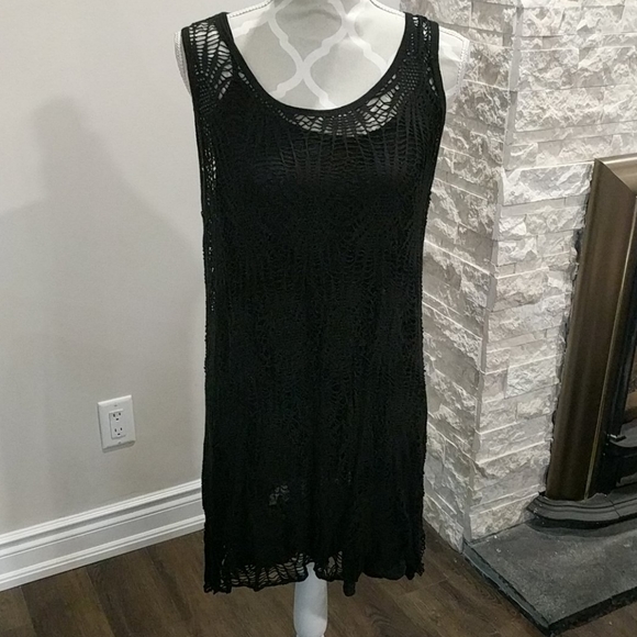 Two-piece black crocheted dress made in Italy - Picture 2 of 7